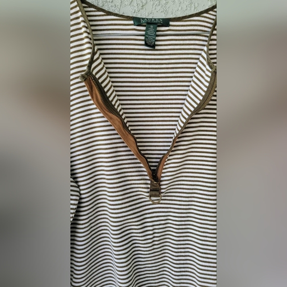 Lauren Ralph Lauren Brown Striped Women's Top - Picture 4 of 11